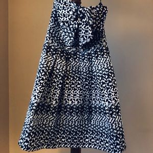 Eva Franco Strapless Silver Checkered Dress